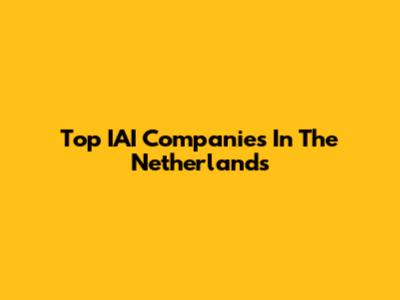 Top IAI Companies In The Netherlands