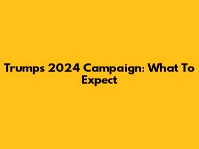 Trump's 2024 Campaign: What To Expect
