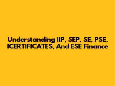Understanding IIP, SEP, SE, PSE, ICERTIFICATES, And ESE Finance