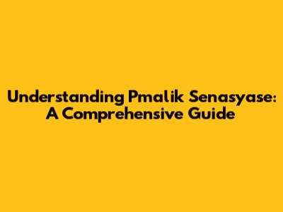Understanding Pmalik Senasyase: A Comprehensive Guide