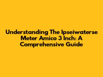 Understanding The Ipseiwaterse Meter Amico 3 Inch: A Comprehensive Guide