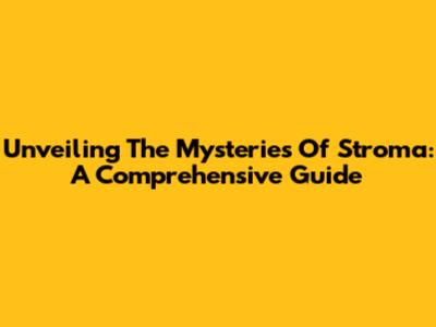 Unveiling The Mysteries Of Stroma: A Comprehensive Guide