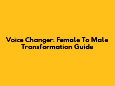 Voice Changer: Female To Male Transformation Guide